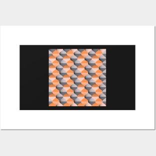 Ogee pattern in sunset orange and warm grey Posters and Art